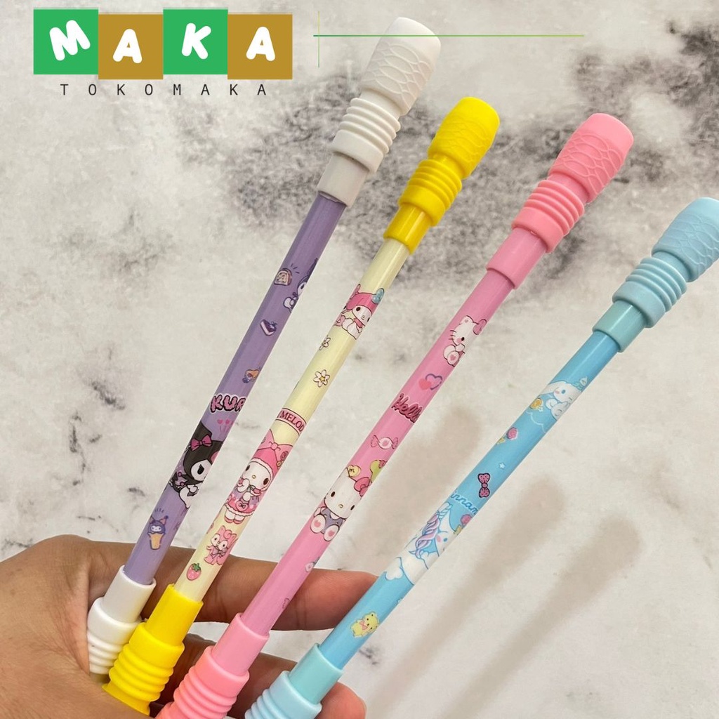 

pulpen putar mangnet sanrio pen gel putar magnet bolpen tinta hitam sanrio pena alat tulis kantor perlengkapan sekolah atk unik