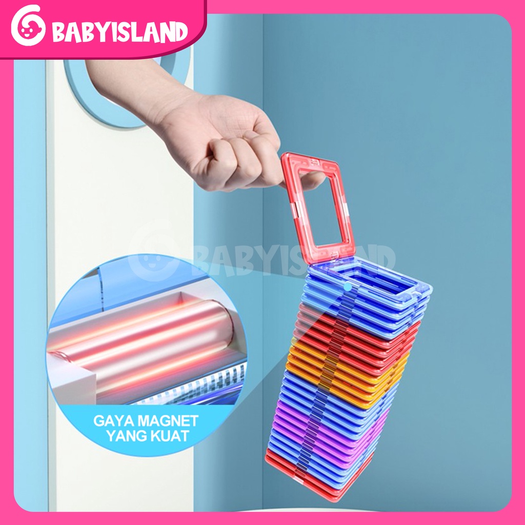 Mainan Magnetic Block Magnetic Tiles Mainan Keping Magnet Susun DIY Anak Mainan Magnet Anak Edukasi