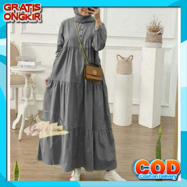 Dress Muslim Wanita Remaja Kekinian Model Terbaru Polos Premium Warna Maroon Bahan Torino Yoris Adem