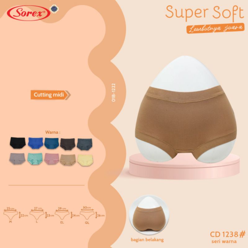 [GROSIR 6PCS]Celana Dalam Wanita Sorex Super Soft 1238/Bahan Lembut/Nyaman di pakai/ORIGINAL/Size M - QL