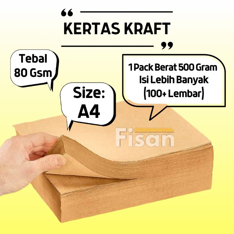 

100 Lembar Kertas Kraft A4 80 Gram 80gram 80gr / Kertas Samson Kraft Paper A4 / Kertas Cokelat Kraft