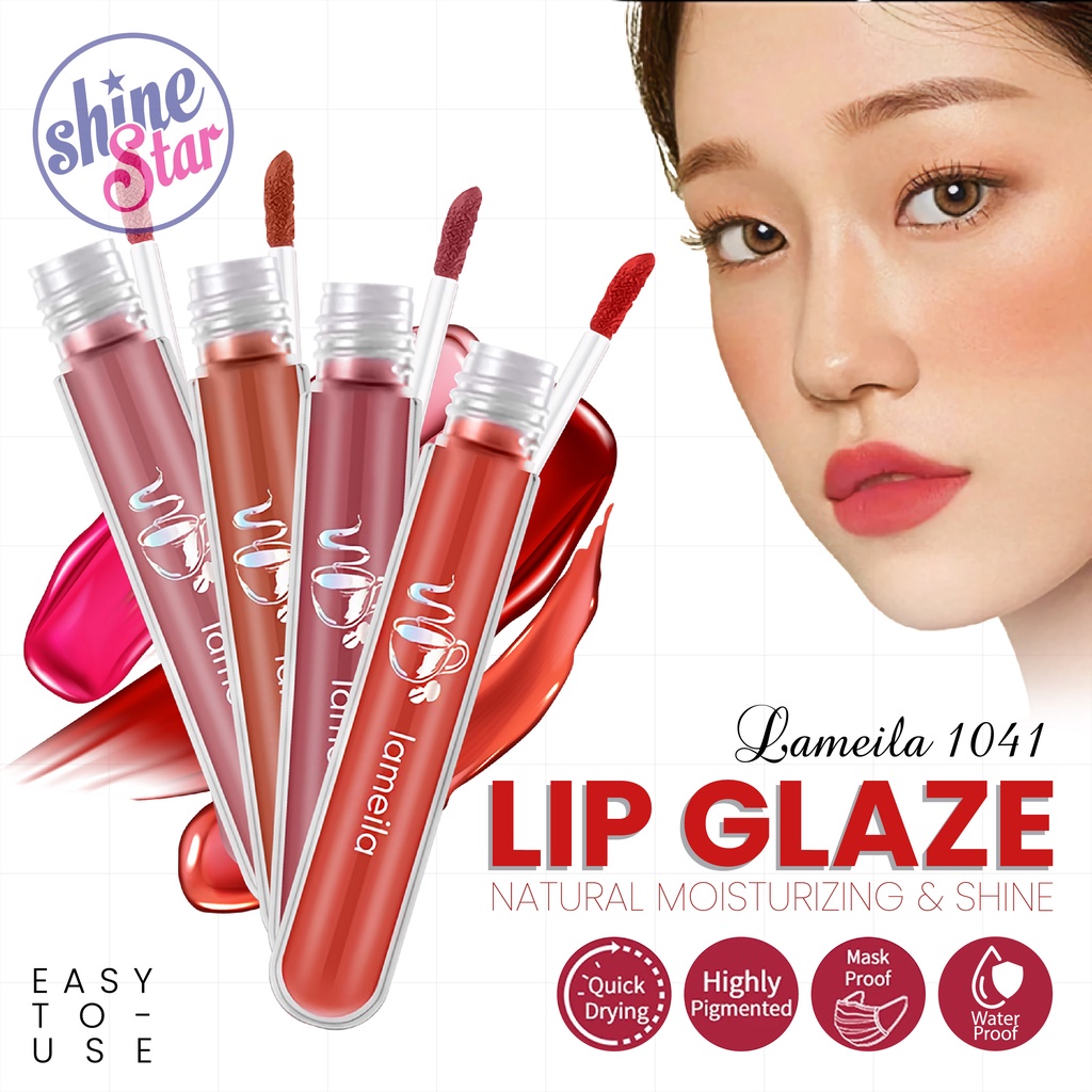 Lameila 1041 Lip Glaze Matte Lipstik Tahan Air Anti Lengket 6 Warna