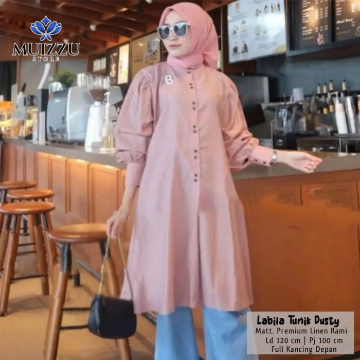 baju tunik labila terbaru LD 120 kekinian bahan rami premium