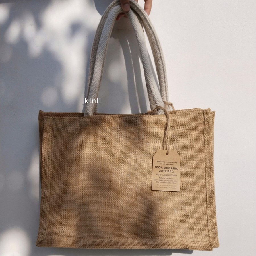 jute tote bag organic natural fibre material eco friendly tas goni