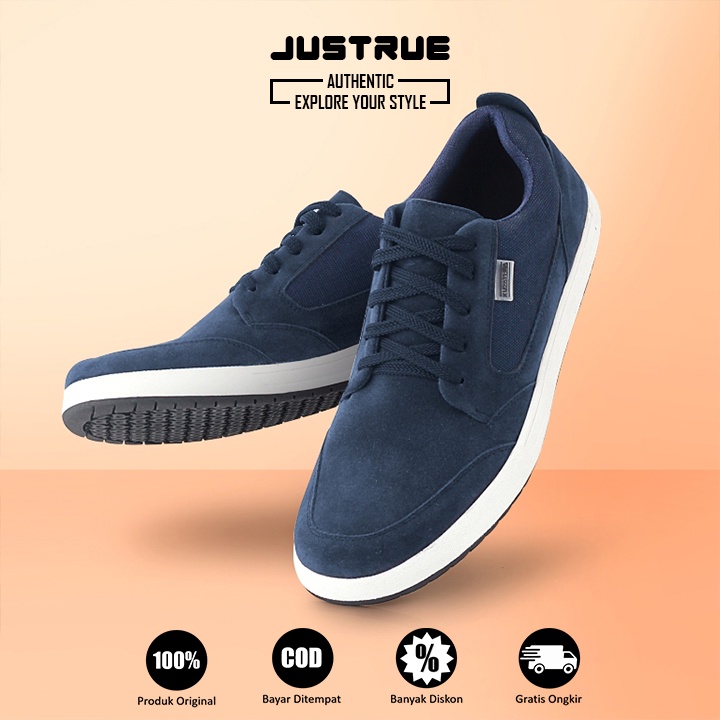 Justrue Sneaker Pria Original Sepatu Kasual Pria Biru 619