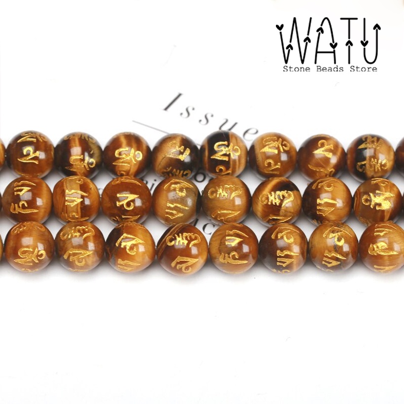 Manik Batu Mantra Budha Tiger Eye Coklat Batu Tiger Eye Mantra Tibetan