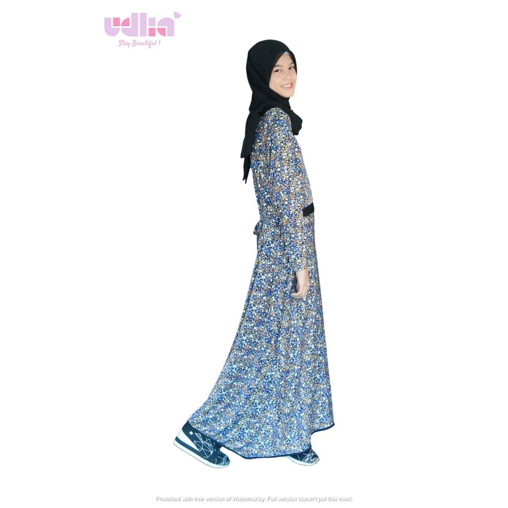 Udlia Gamis Jersey Motif Kombinasi