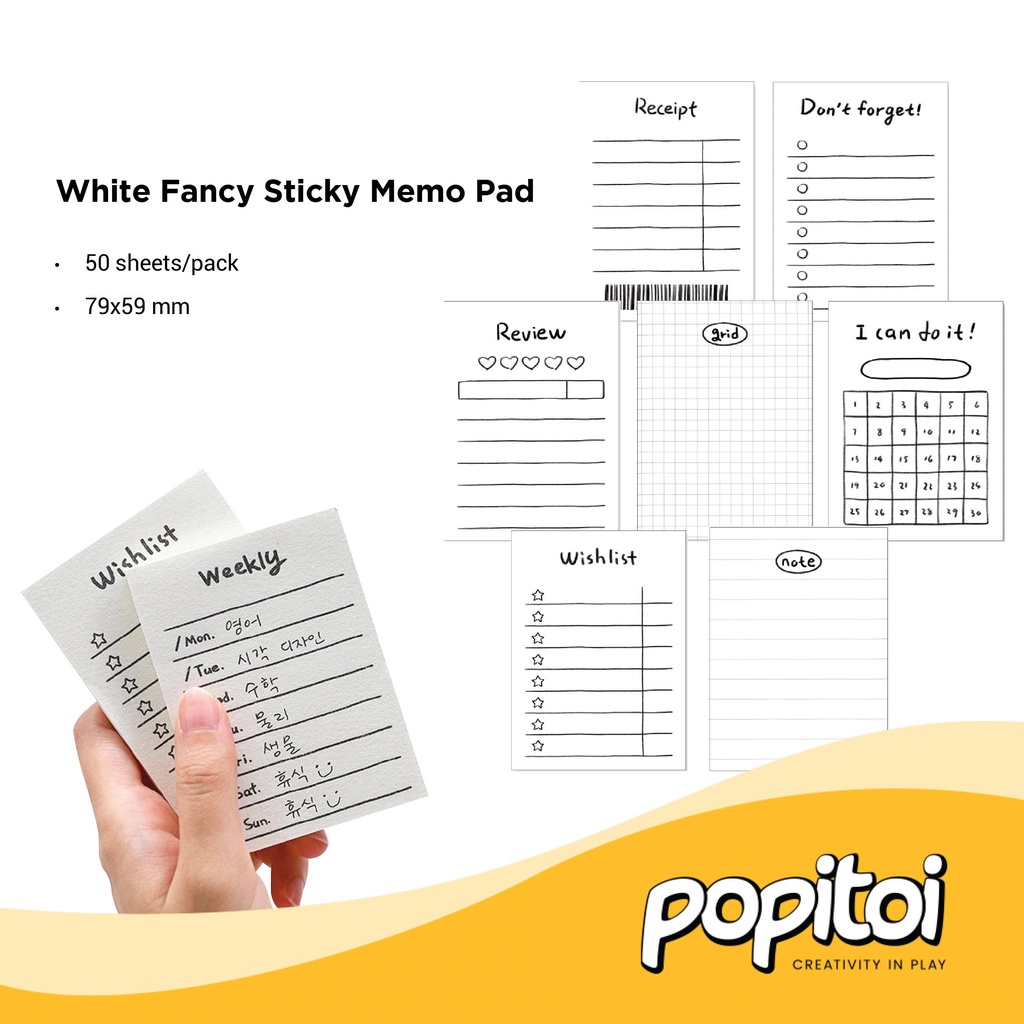 

White Fancy Sticky Memo Pad Kertas Memo Mini Catatan Note