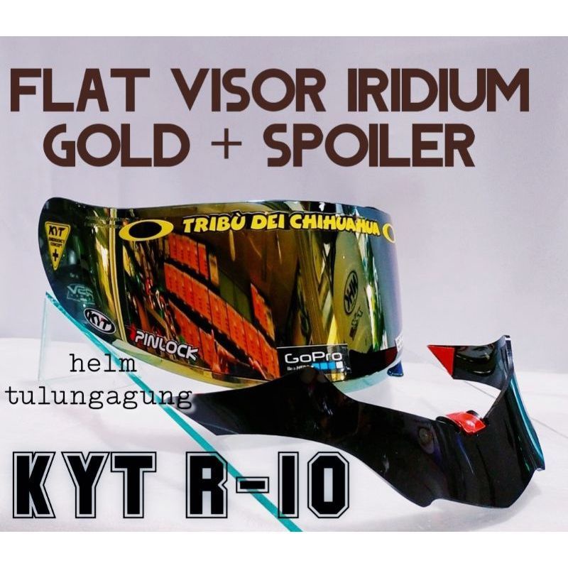 COD ⭐paket flat visor KYT Rc7 iridium blue  gold /KYT k2r/ kyt r10 + spoiler KYT / gratis stiker