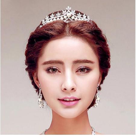 Aksesoris Rambut Wanita: Mahkota Tiara Dengan Bahan Kristal Berlian Buatan Dan Mutiara BARU