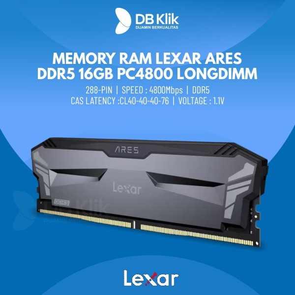 Memory RAM LEXAR ARES DDR5 16GB PC4800 LONGDIMM- Lexar DR5 16GB PC4800