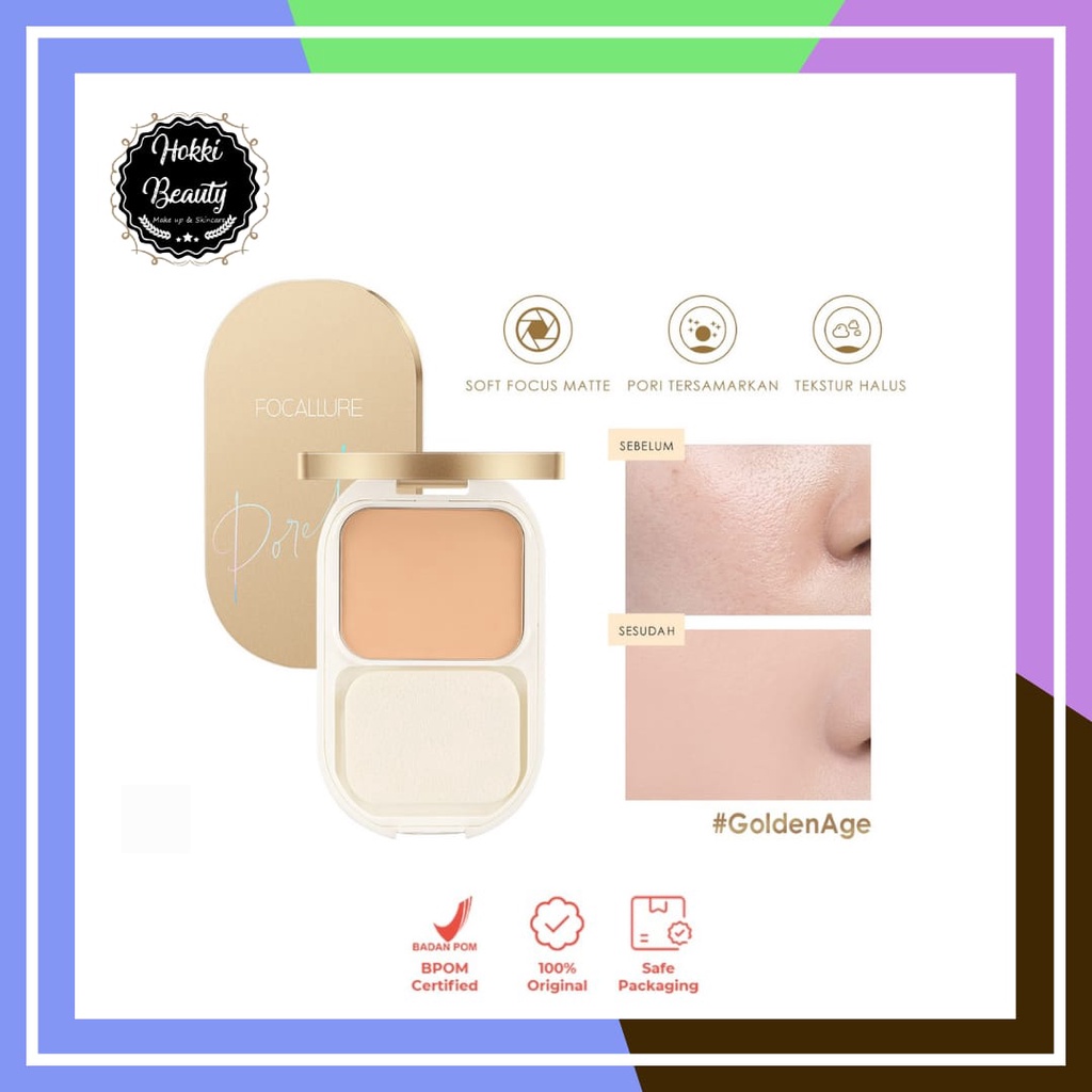 FOCALLURE (FA206) LASTING PORELESS COMPACT POWDER Oil-Control Bedak Padat Tahan air Matte Pressed Powder- Hingga 12 Jam