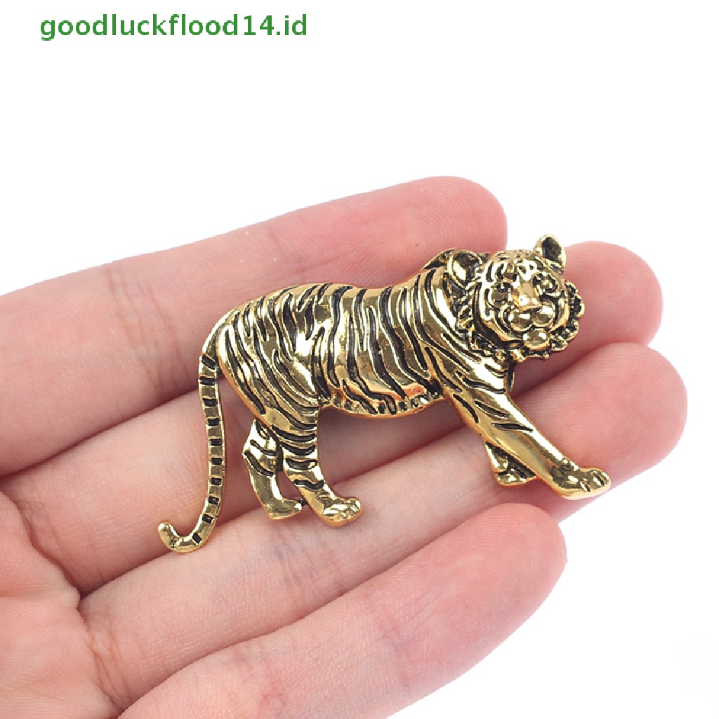 [GOOGFOUR] Tiger Bros Untuk Wanita Pria 2-warna Animal Brooch Pin Hadiah [Atasan]