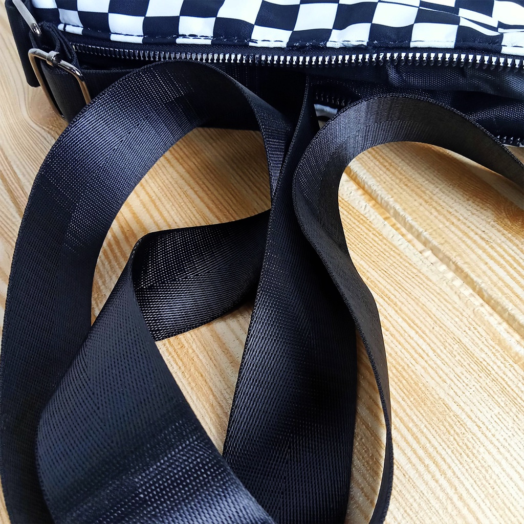 Tas Selempang Wanita Motif Kotak Sling Bag Casual Cewek Polyester Kekinian Fashion Trendy T288