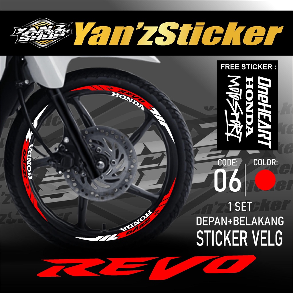 Aksesoris Stiker Cutting Sticker List Velg Motor Honda REVO 110 Lis Pelek Velk Variasi Set Depan Bel