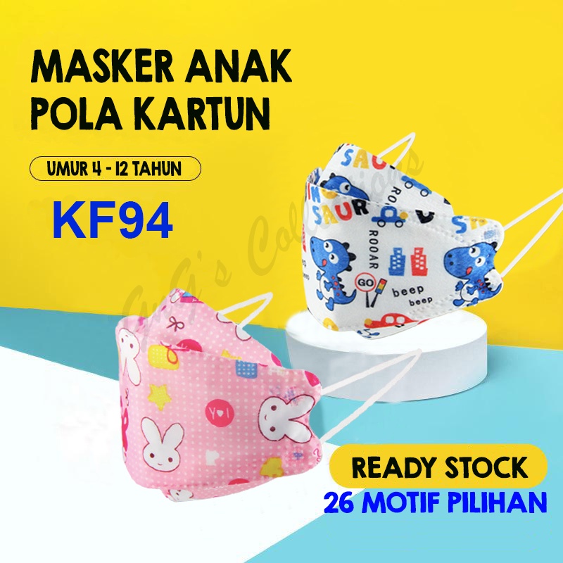 Masker KF94 Motif kartun untuk anak umur 4-12 TAHUN