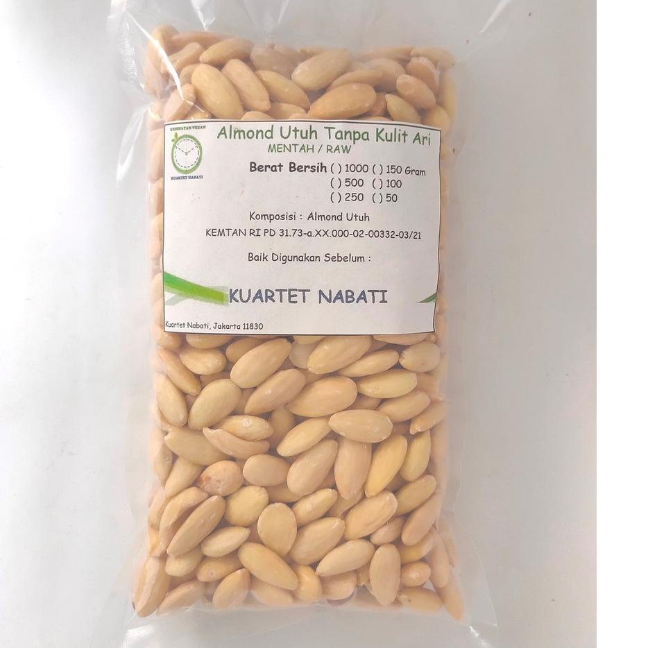 

♟ 1000gr Almond Utuh Mentah Tanpa Kulit Ari/ Raw Almond Whole Skinless Size Besar 27-30 ◄