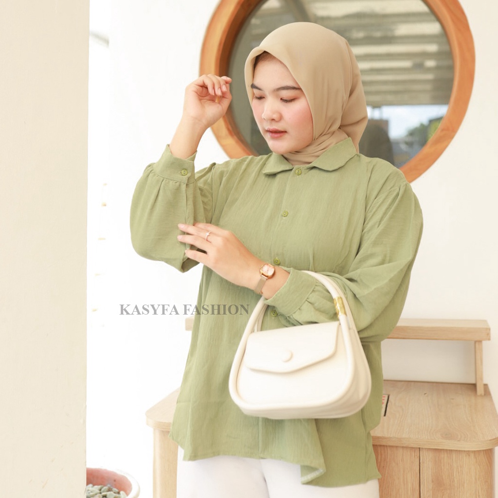 ELISA TOP BLOUSE // ELZE KEMEJA CRINCLE LENGAN BALON