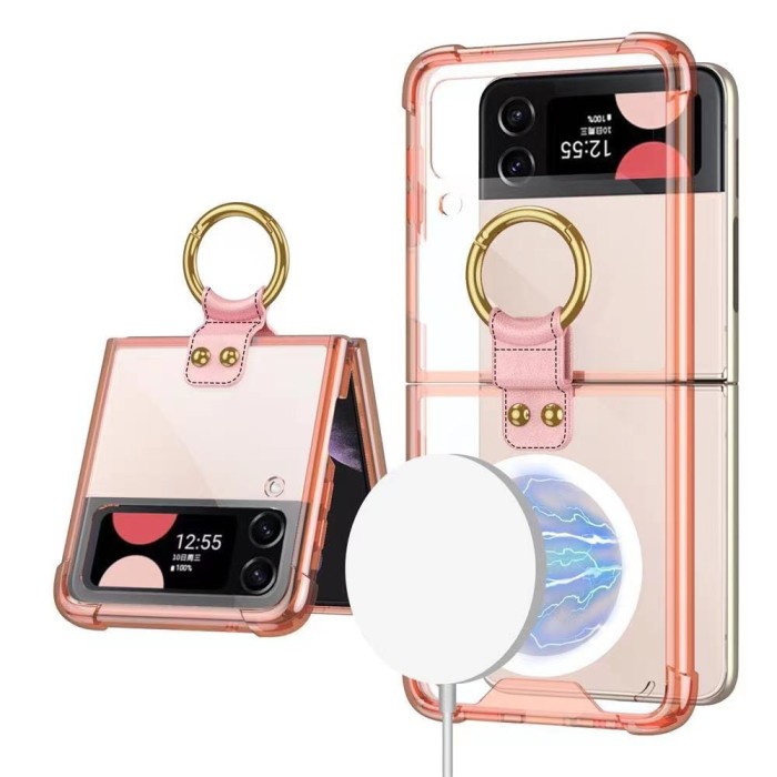 Case Magnet Samsung Z Flip 3/Flip 4 Back Case Transparan Ring Metal