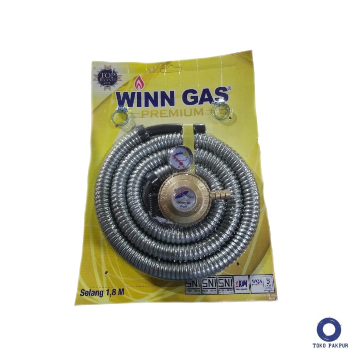 REGULATOR WINN GAS DAN SELANG GAS LPG 1.8 M TEKANAN RENDAH HEMAT GAS