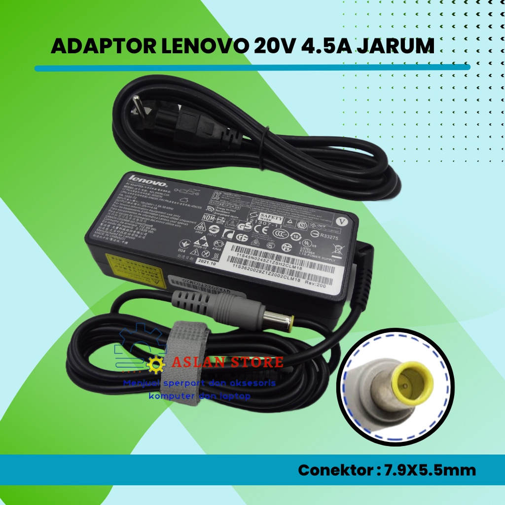 Adaptor Charger Lenovo AC 20V 4, 5A 90W untuk IBM Lenovo ThinkPad X230 X230i X120 L330 L521 X131e