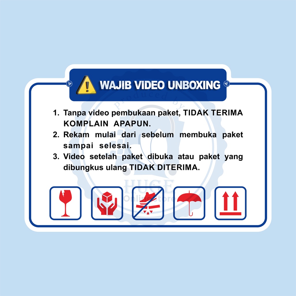 

Sticker Label / Print & Cut “ WAJIB VIDEO UNBOXING “ (1 SET ISI 100 PCS)