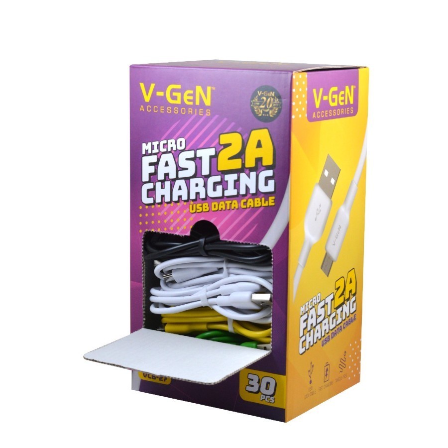 Kabel Data MicroUSB V-GeN VCB-27 Fast Charging 2A 1 Box isi 30pcs VGEN