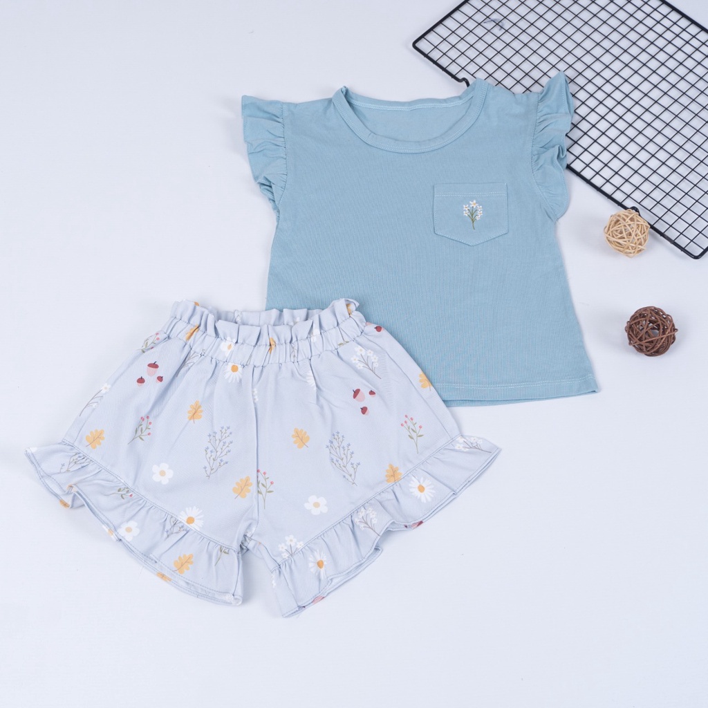 ZASKIYA - Setelan Anak Perempuan Ruffle Pocket Tee usia 1-4 tahun