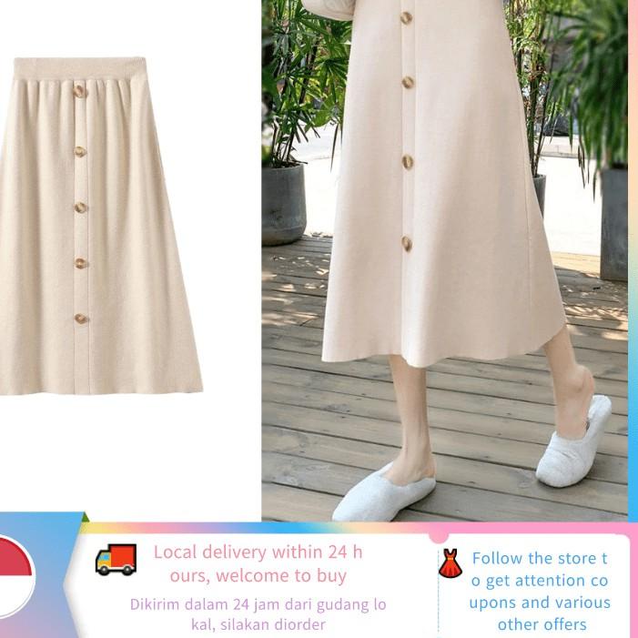 Paling Murah Rok wanita rajut premium/Rok Panjang Korea/Korea Rok Putih/Fashion Wanita Rok Rajut Imp