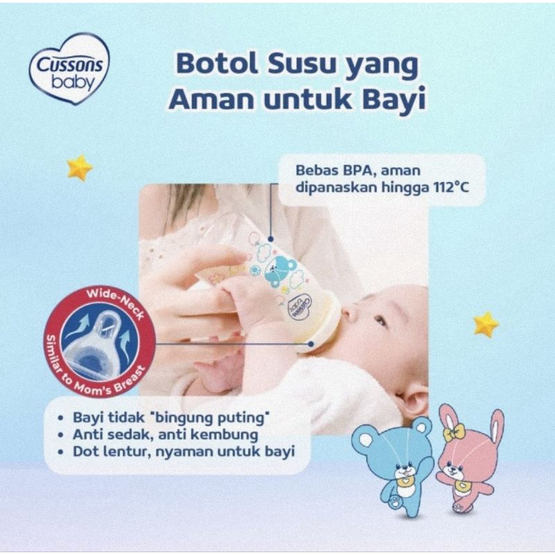 Cussons Baby Milk Bottle PP Wide Neck Anti Colic 250 ml - Botol Susu Bayi