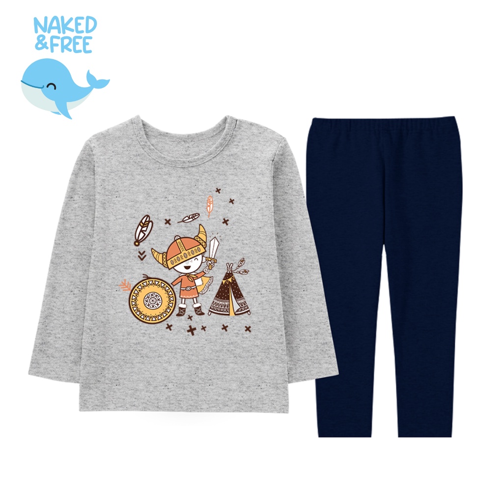 Naked & Free Piyama Baju Tidur Anak Viking Untuk 2-8 Tahun Bahan Katun Combed 30S