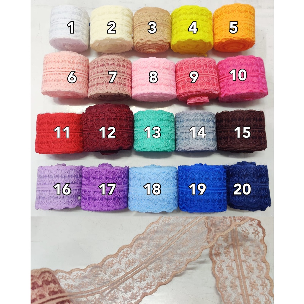 Renda Air 4,5 cm Souvenir Lace Per Gulung Craft DIY