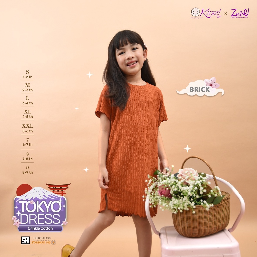 Kazel Zebe 1pc Tokyo Crinkle Dress 2.0 | Dress Anak Perempuan