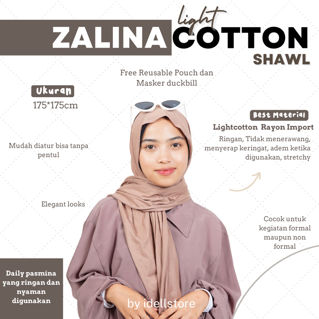 [BUY 1 GET 1] 11-15 November 2023 • Zalina Lightcotton Shawl Pasmina Katun Ringan Adem Rayon Premium Jersey Nyaman