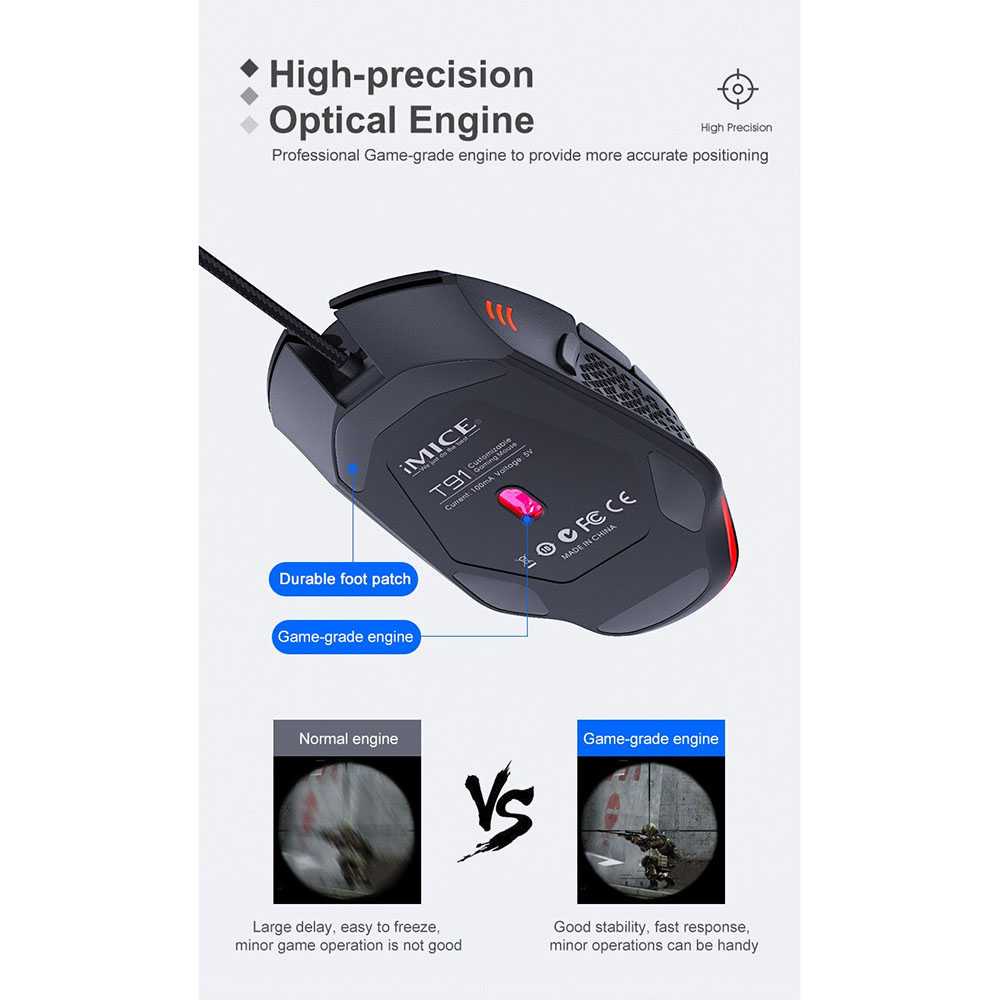 Gaming Mouse Wired LED 7200 DPI - Mouse Gaming / Sekolah / Kerja - Mouse Laptop - Murah dan Awet - Ergonomis