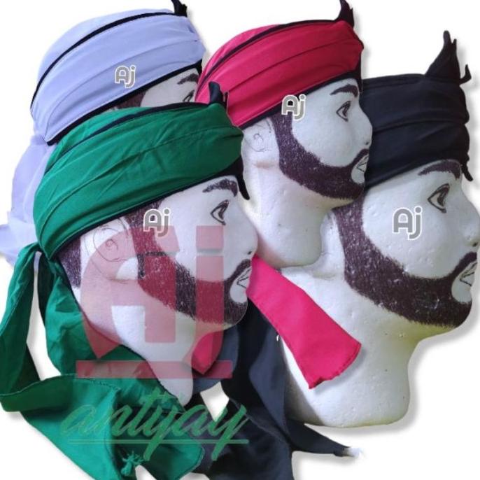 Iket Sunda Udeng Blangkon Jawa Motif Polos Hitam Hijau Putih Merah