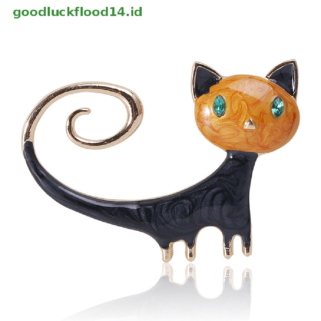 [GOOGFOUR] 1pcs Enamel Lucu Kucing Bros Untuk Wanita Kitty Pin Brooch 2warna Perhiasan Hewan [TOP]