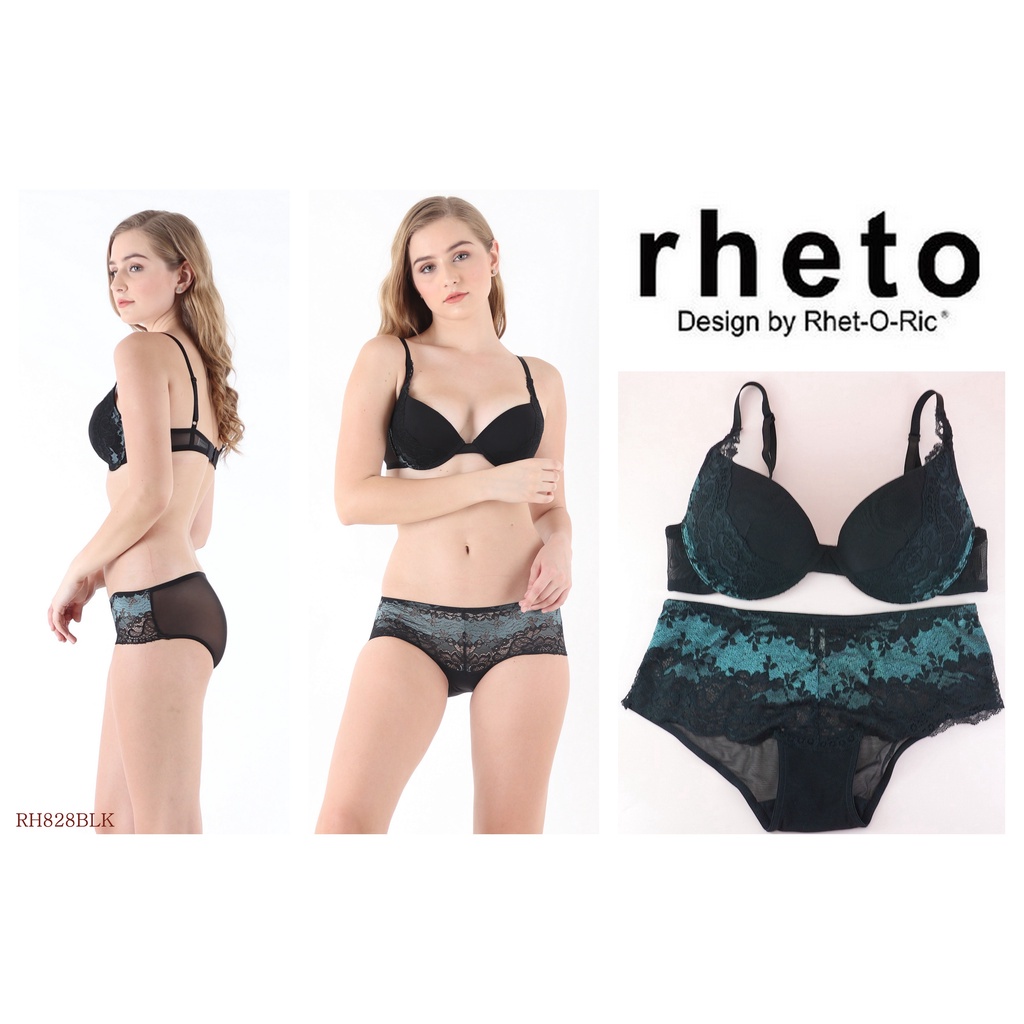 Bra Set Wanita Push Up Busa Tebal Full Cup Brukat Lace Sexy Beha Hitam Pakaian Dalam Underwear  RHET