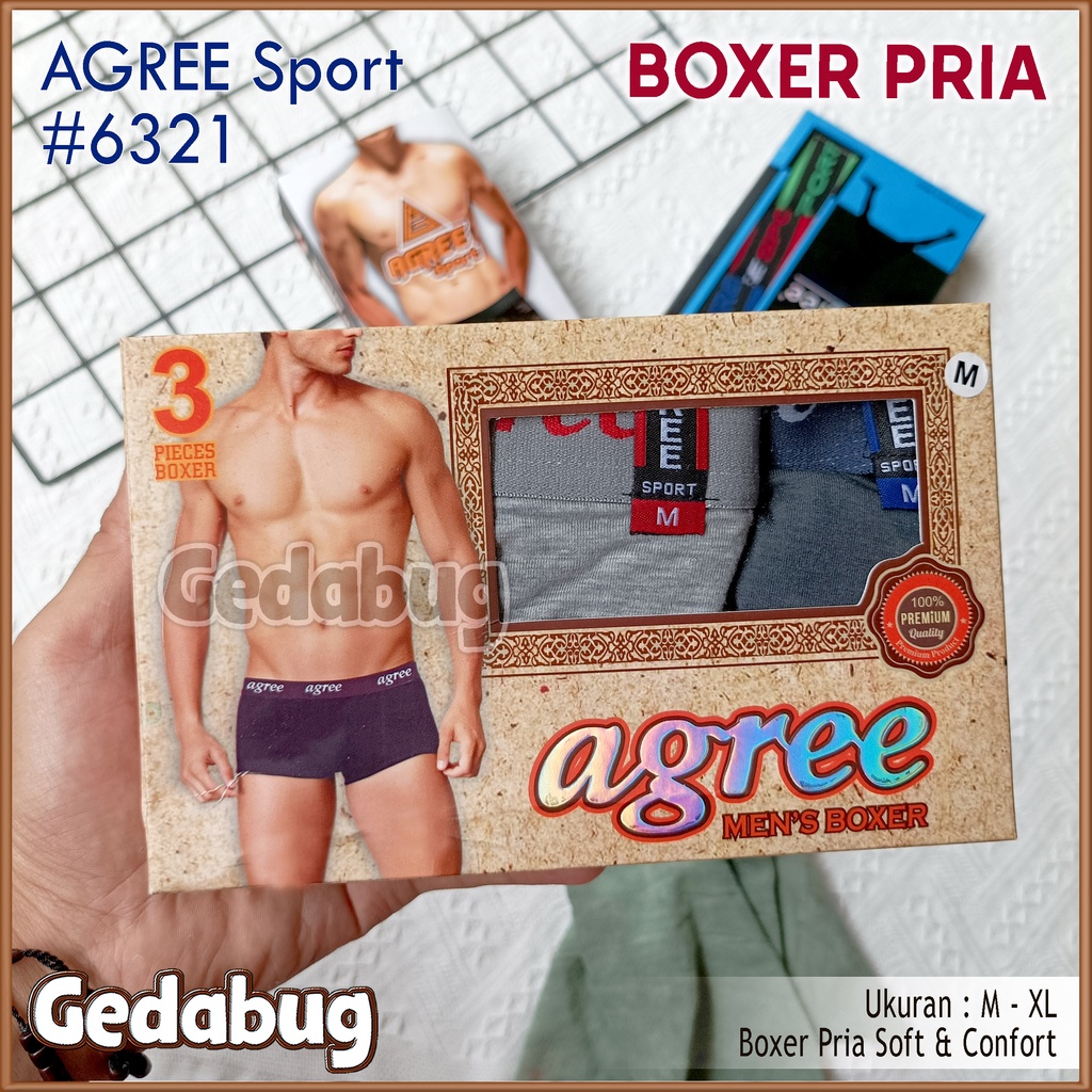 Boxer Agree 6321 | Celana dalam pria Agree Sport Super Soft &amp; Comfort | Gedabug