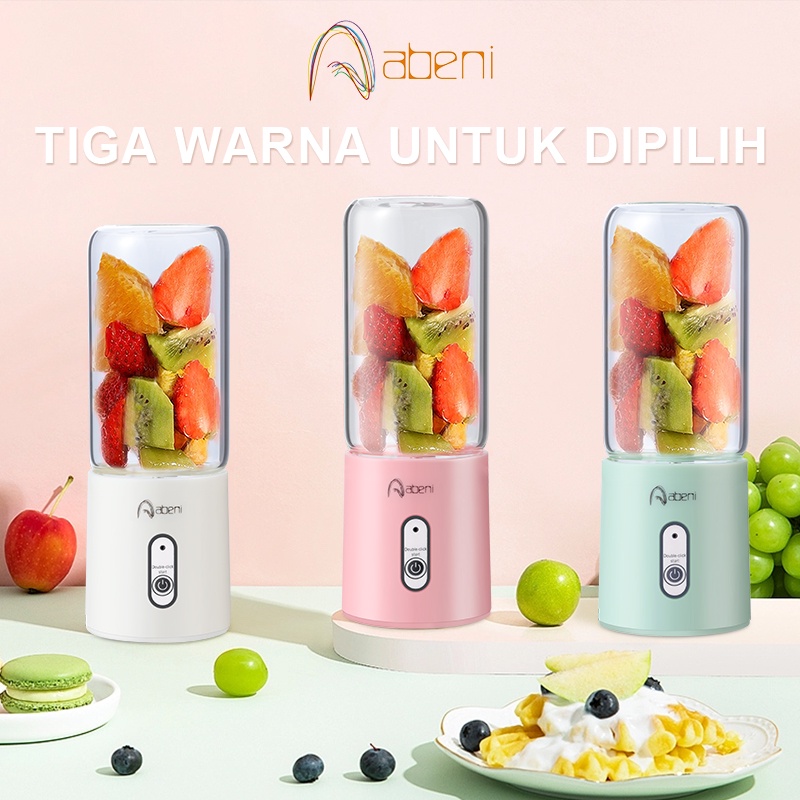 Abeni Blender Portable 400Ml USB Juicer Mini Multifungsi 4 Mata Pisau Kaca Menebal Cangkir