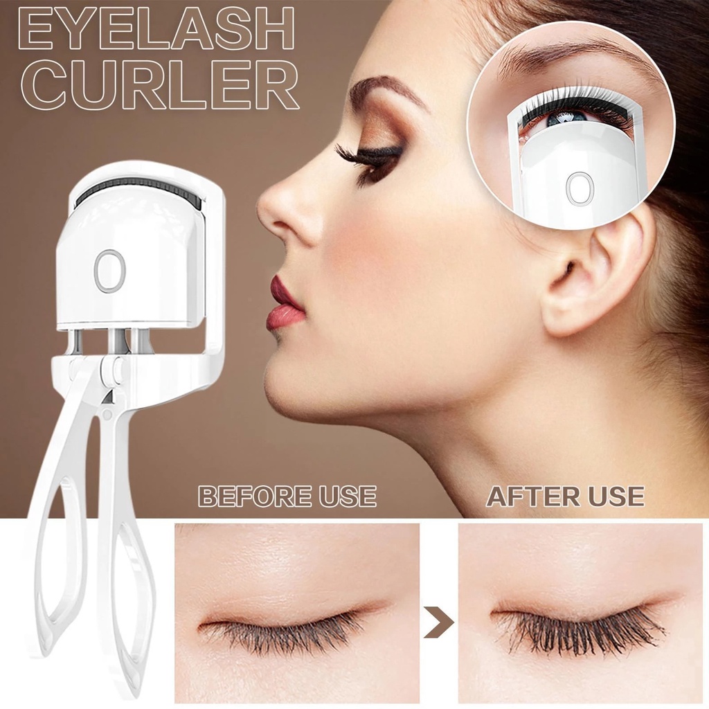 Heated Eyelashes Curler Temp Portable Tahan Lama Curling Pemanasan Cepat Alat Makeup USB Rechargeable Eye Lash Perm Bulu Mata Elektrik Dengan 2tingkat Efek