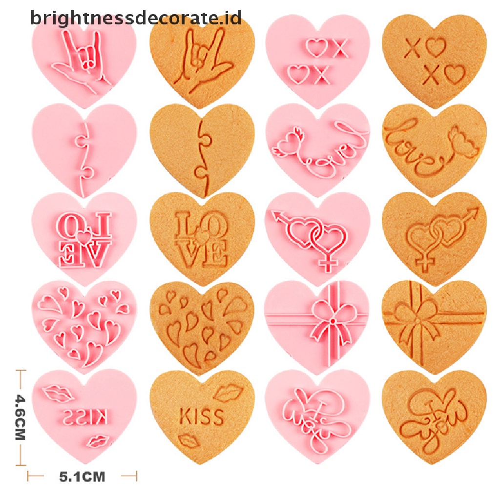 [Birth] 10pcs/set Cetakan Biskuit Valene Day Love Bentuk Hati Cookie Molds Baking [ID]