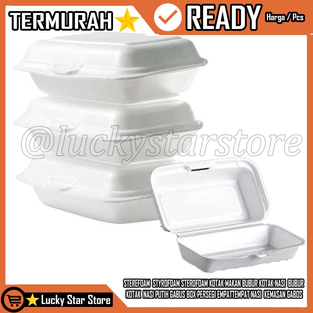 STEREFOAM  STYROFOAM STEROFOAM KOTAK MAKAN BUBUR KOTAK NASI BUBUR KOTAK NASI PUTIH GABUS BUSA BOX PE