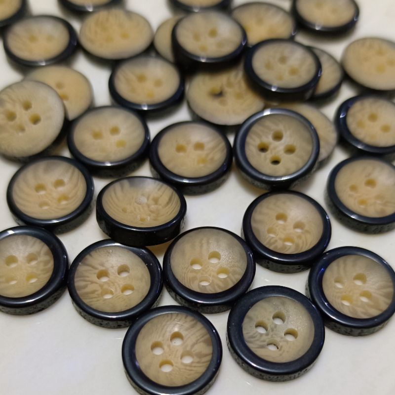 Kancing baju kemeja motif /kancing Hem ukuran 1.3cm  (kancing kemeja lekung hitam coklat kancing Hem