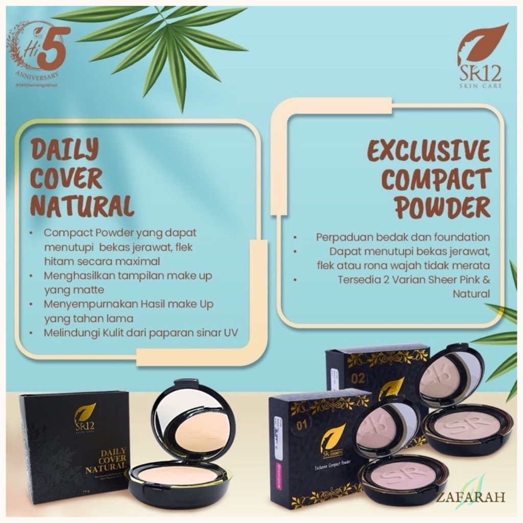 Exclusive Compact Powder SR12 / Daily Cover Bedak Foundation + SPF 25 Anti Luntur Dan Tahan Lama Glowing