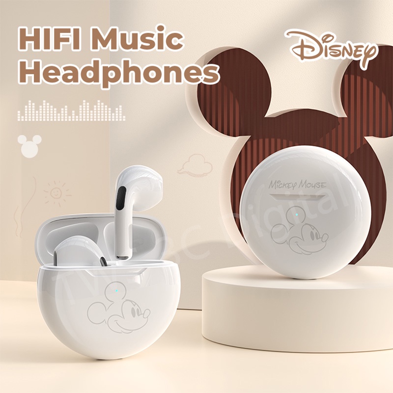 Disney TWS Headset Bluetooth 5.2 Kartun Mini Wireless Pro4 Earphone HIFI Musik 100% Ori Dengan Mikrofon