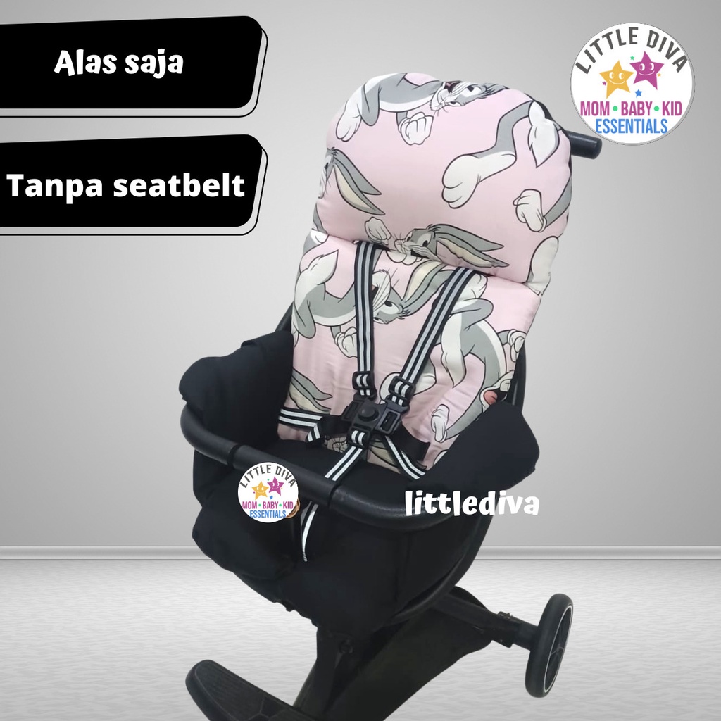 Stroller pad Egg 55 JP BUGS BUNNY PINK - Alas Stroller TANPA TALI SEATBELT Telur Akachan Kereta dorong bayi fit to baobaohao v5 v8 v18 baobao bao trike