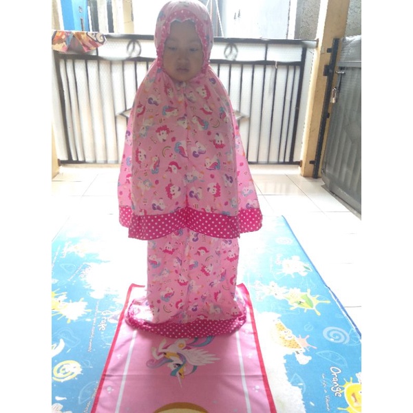 (COD) STELAN MUKENA JUNIOR + SAJADAH USIA 6-8 TH (PILIH MOTIF)