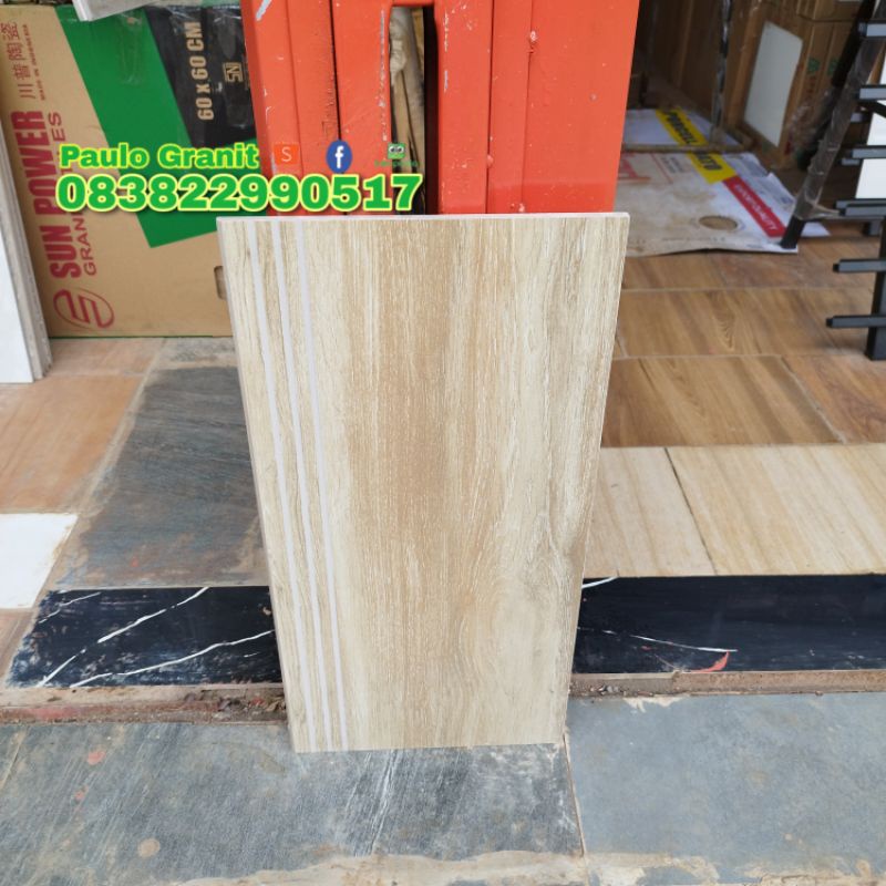Granit tangga motif kayu dop sunpower/pijakan uk 30×60