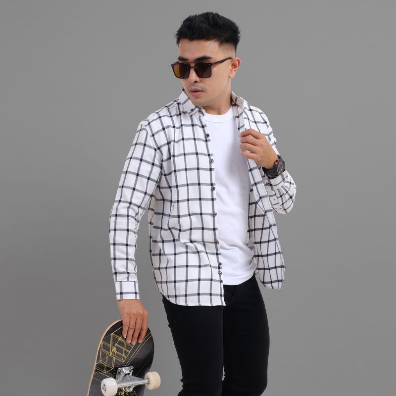 Flanel kemeja lengan panjang pria baju pria